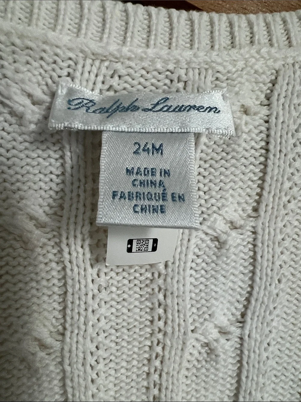 Ralph Lauren | Cream Cable-Knit Peplum Baby Cardigan Size 24 Months